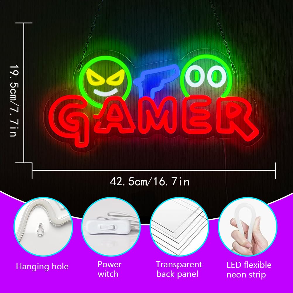 Gamer Neon Sign LED Wall Light - Party Games Graduation 评论和价格