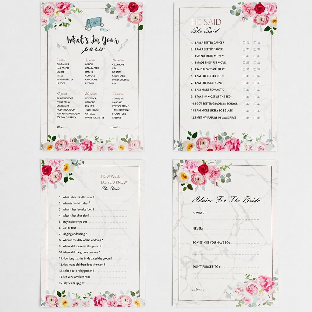 Bridal Shower Game Cards Set,  - Party Games Bridal Shower 评论和价格