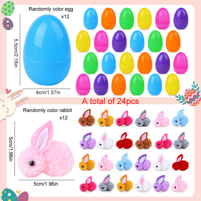 24Pcs Cute Easter Egg with Rab - Party Games Easter Egg 评论和价格